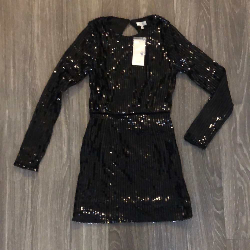 Tobi Black Sequin Mini Dress New With Tags